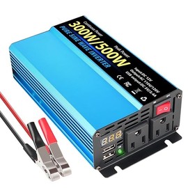 300W/400W/600W/900W Pure Sine Wave Inverter,DC 12 to AC 110V/120V Inverter with Dual USB Ports,US Sockets for Vehicles,RV,Home,Camping(300W)