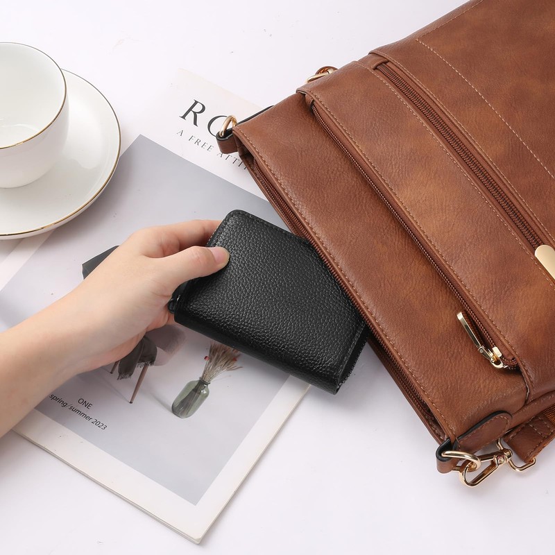 SENDEFN Women's Credit Card Holder Small Leather Card Case Compact
