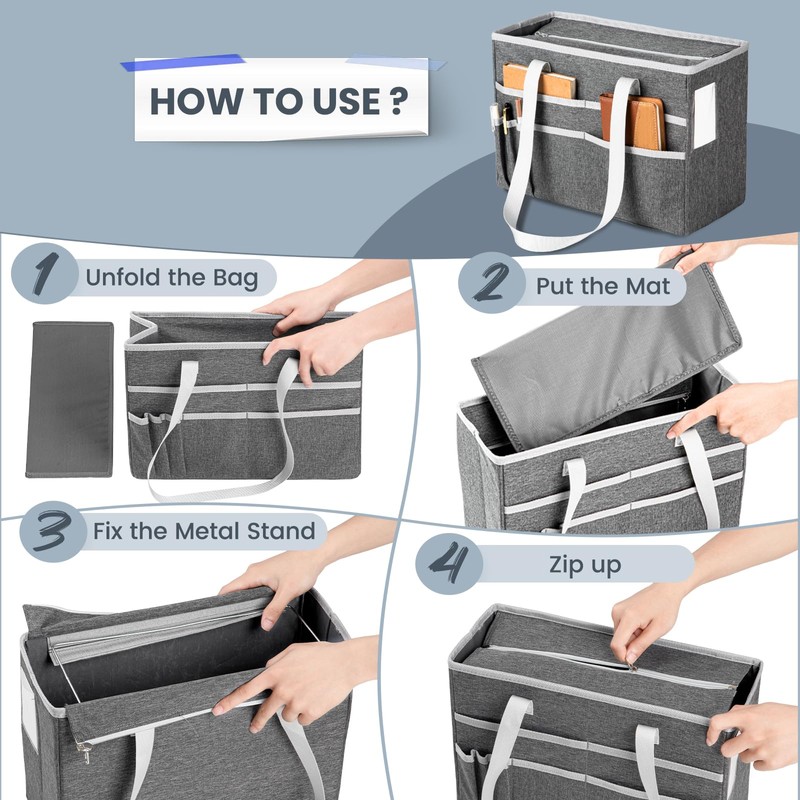 UNICITII File Organizer Box, Portable Tote Bag Hanging Filing Box