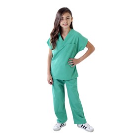 Active Uniforms Kids Scrubs Set Super Soft Children Scrub Set Kids Doctor Dress up (7, Surgical Green)