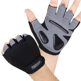 Foriox Gym Gloves Weight lifting Gloves for Men Women 50 CM Long Wrist Straps Padded Palm Protection Workout Powerlifting Hanging Exercise Training (Grey Short Wrist, X-Large)