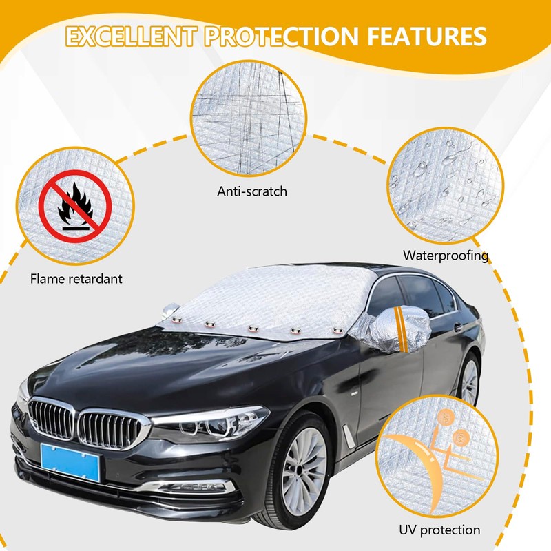 Car Windshield Snow Cover for Ice & Snow Protection,4-Layer Universal