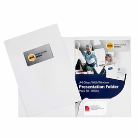 Marbig 1104208 Professional Series Presentation Folders A4 Window Gloss White Pack 10