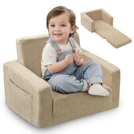 Jouha Toddle & Kids Chair,2-in-1 Soft Toddler Couches That Fold Out,Toddler Chairs Comfy 1-3 Years Old,Convertible Sofa to Lounge,Beige