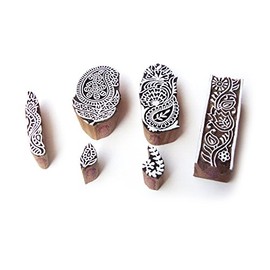Royal Kraft Paisley and Floral Contemporary Designs Wooden Printing Stamps (Set of 6)