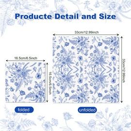 White Blue Flower Paper Napkins Blue Flower Theme Paper Napkins Blue Flower Paper Napkins Disposable Party Set Chinoiserie Dessert Paper Napkins for Wedding Bridal Birthday Baby Shower Party Supplies