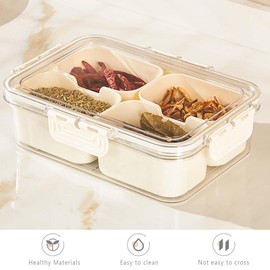 Divided Serving Tray with Lid & Handle - Versatile Snackle Box Charcuterie Container/Storage Organizer for Veggie, Fruit, Candy, Nuts - Ideal Serving Platter for Picnics, Parties, Holidays, and Travel