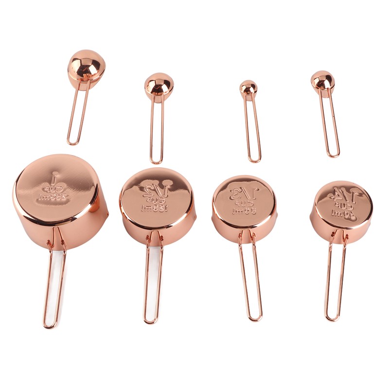8Pcs Stainless Steel Measuring Cup Spoon Set with Scales Home