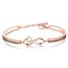 CENWA Pulsera de la Mejor Hermana de con Texto en inglés Not Sister by Blood But Sister by Heart, Regalo para Mejor Amiga