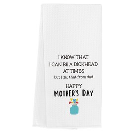 Funny Mothers Day Towels Gifts from Daughter Son New Mom Gifts Best Bonus Mom Gift Mom Birthday Gift Best Present for Expecting Moms Stepmom Bonus Moms Towels for Kitchen Bathroom 14×23 Inches