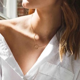 Cimenexe Bohemian Circle Pendant Necklace Choker Karma Circle Choker Necklace Gold Hollow Circle Necklace Chain Minimalist Eternity Necklace Chain Jewellery for Women and Girls Gifts