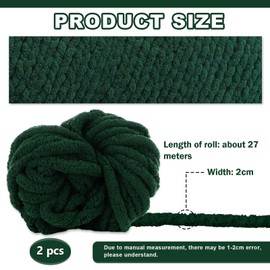 Hengrongshen Thick Wool Thick Yarn 2 Pieces 500 g, Chunky Yarn, Chunky Wool, Arm Knitting Wool for Crochet for Blanket, XXL Giant Wool, Perfect for Weaving Scarves, Hats, Pet Nest - Fir Green