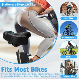 CDYWD Oversized Bike Seat for Men & Women Comfort, Extra Wide Bicycle Seat Cushion, Comfortable Soft Padded, Large Replacement Saddle for Peloton, Stationary Exercise Bike, Cruiser, City Bike, Ebike