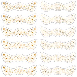 Benaewa 12 Pcs Glitter Freckles Stickers, Gold Face Temporary Tattoo, Sparkle Stardust Speckle Makeup Patches for Party