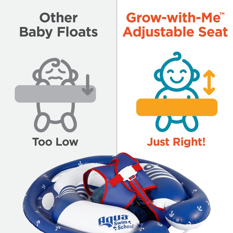 SwimSchool Freestyle Swimmer Baby Pool Float with Sunshade Canopy and