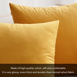 MIULEE Pack of 2, Fall Velvet Soft Solid Decorative Square Throw Pillow Covers Set Cushion Cases Pillowcases for Sofa Bedroom Car18 x 18 Inch 45 x 45 cm Gold