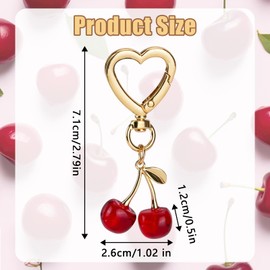 STNRST-IN Cherry Keychain, 3 PCS Cute Bag Charms for Handbags, Versatile Purses Accessories with Large Clasp, Aesthetic Cherry Car Accessories for Key Bags Backpacks Wallets Decor Gifts Women Girls
