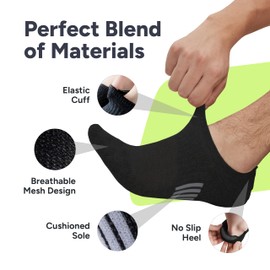 Eedor Athletic No Show Socks for Men & Women - Unisex No Show Non Slip Ankle Socks, Low Cut Invisible Socks for Men & Women, Cotton Socks, Running Socks & Casual Socks - 4-Pack, S, Black