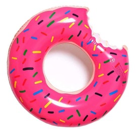 LND Gifts 42" Swim Ring Pool Inflatables Available In Pink Donut Design Or Brown, One Supplied, 107cm Swim Ring For Older Children And Adults, Boys & Girls Pool Float Suitable For Age 10+ (Pink)