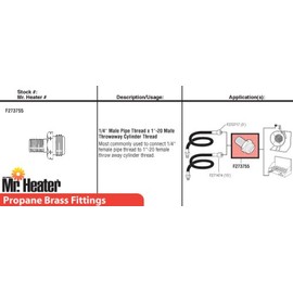 Mr Heater F273755 1/4 Male Pipe Thread x 1"-20 Male Throwaway Cylinder Thread Fitting,Multicolored,Regular