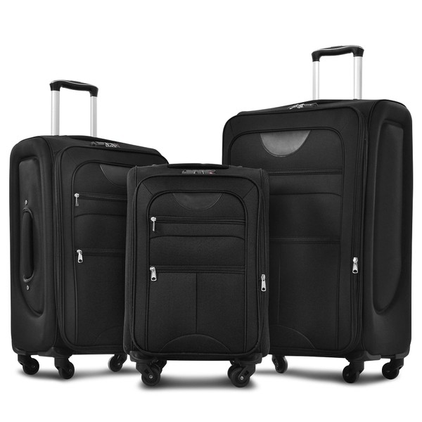 Merax Softside Luggage Set, Travel Suitcase Expandable Lightweight, 3 Piece