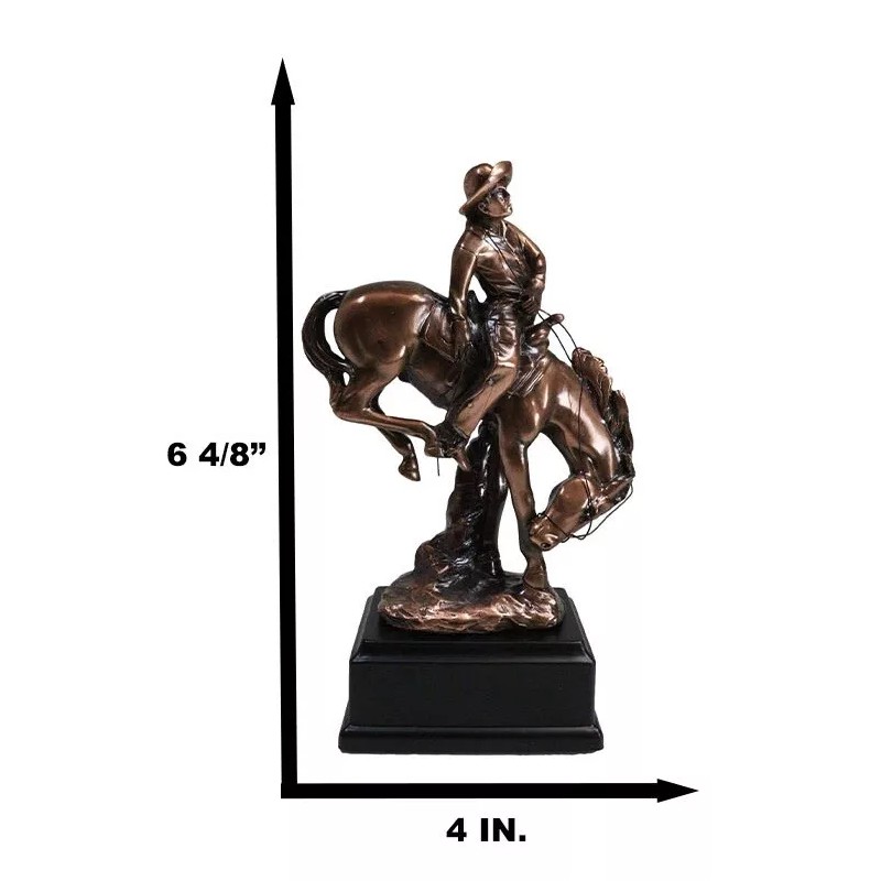 Ebros Rustic Western Rodeo Cowboy W/ Bucking Horse Bronze Electroplated
