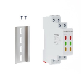 2Pcs C45 DIN Rail Mount Indicator Light, 3 LED Indicator Light, 110 VAC/DC Signal Lamp, with 80 mm DIN Rail & Screws, Ideal Light for Indicating Circuit Status, CE (Red, Green, Yellow)