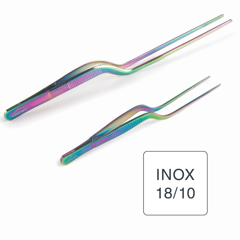 Lacor - 62873 - Rainbow Precision Plating Kitchen Tweezers, 18/10