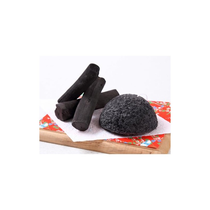 IPPINKA Esponja Konjac Natural - Infundida con Carbón Binchotan -