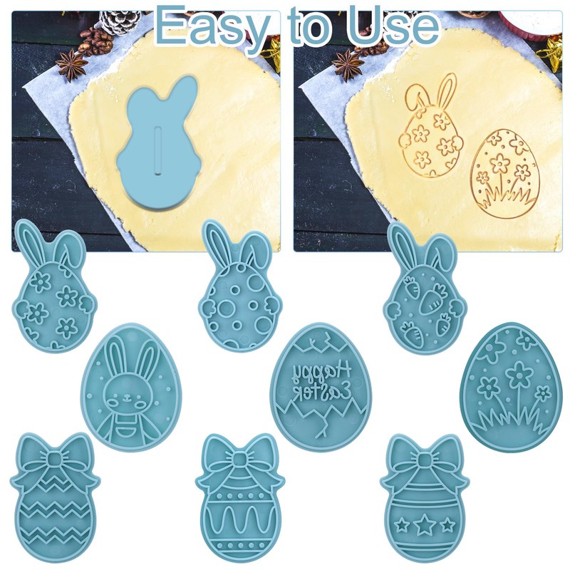 9 Pcs Easter Cookie Cutters Set, 3D Bunny Egg Shape