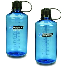 Nalgene 2 x 1L Narrow Mouth Water Bottle (Slate, Blue with Black Lid)