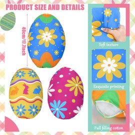 Thinkday 3 Pcs Easter Eggs Pillow Soft Plush Easter Eggs Shaped Pillow with PP Cotton Filling 15.7 Inches for Home Bed Living Room Bedroom Couch Sofa Car Office Chair Easter Decorations