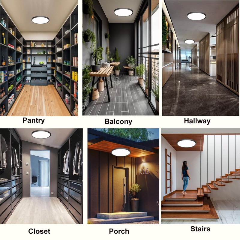 12 Inch Motion Sensor Ceiling Light Indoor Wired, Motion Activated