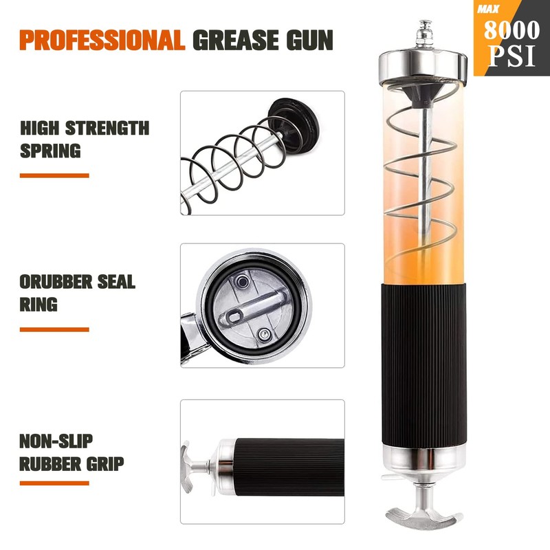 Grease Gun, 8000 PSI Heavy Duty Professional Pistol Grip Grease