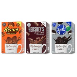 Candy Shop Cocoa Mix Variety Pack, Hot Chocolate, HERSHEY'S Milk Chocolate, REESE’S Peanut Butter Cup, YORK Peppermint Pattie, Make Hot or Iced, Made With Real Milk, 8 Packets Each (Pack of 24)