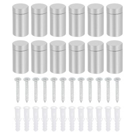 sourcing map 12 Pcs Standoff Screws, 1/2" x 0.94" Aluminum Advertising Screws Wall Standoff Mounts Hardware for Acrylic Picture Frame Glass Signs Hanging, Silver