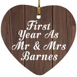 Designsify Christmas Tree Decoration, First Year As Mr & Mrs Barnes, Heart Ornament D, Gifts for Birthday Anniversary Valentines Mom Mothers Fathers Day Party, to Men Women Him Her Friend Mom