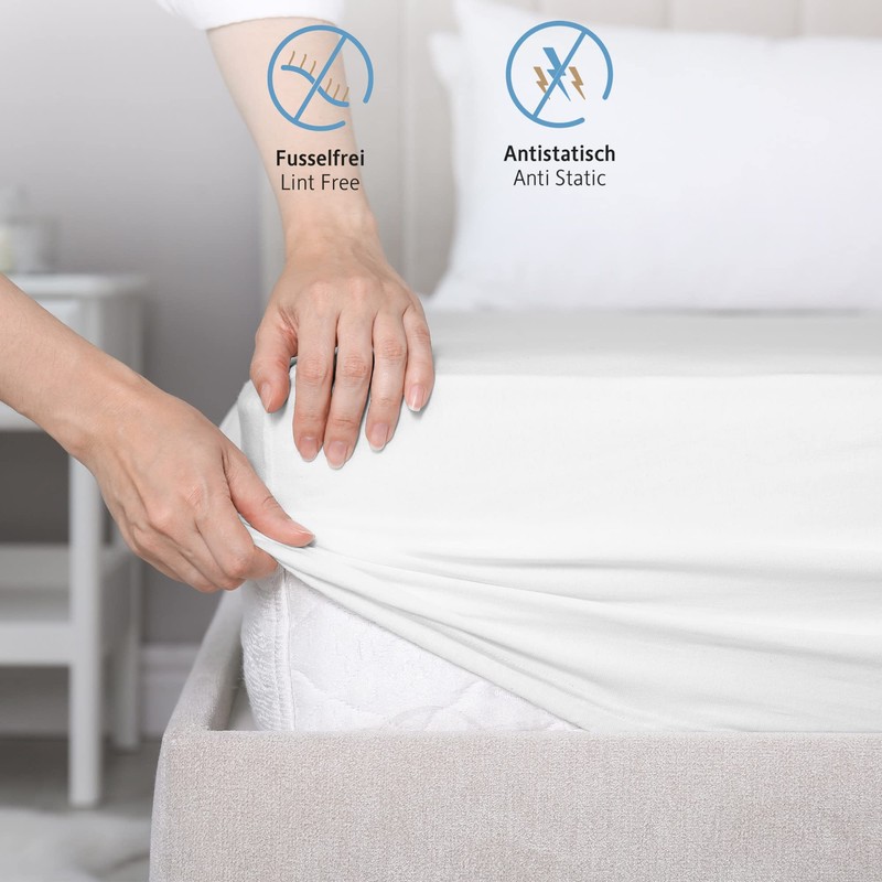 Komfortec Jersey Fitted Sheet 90 x 200 cm, 100% Cotton,