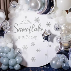 Tenelat A Little Snowflake is On The Way Stickers - Snowflake Baby Shower Backdrop for Winter Wonderland,Baby Shower Party Decorations (Snowflake Decal)