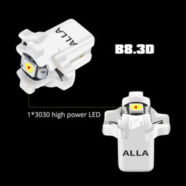 Alla Lighting Super Bright B8.3D 17058 202259 2721 MF8 LED Bulbs, Amber Yellow Instrument Panel Lights 3030 SMD Dashboard, Gauge Cluster Speedometer, Indicator Lights