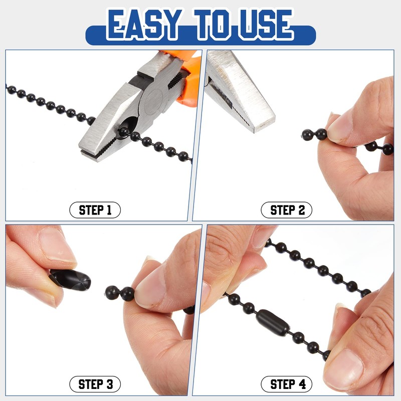 Yaocom 50ft 4.5mm Ball Beaded Chain with 50 Connectors for