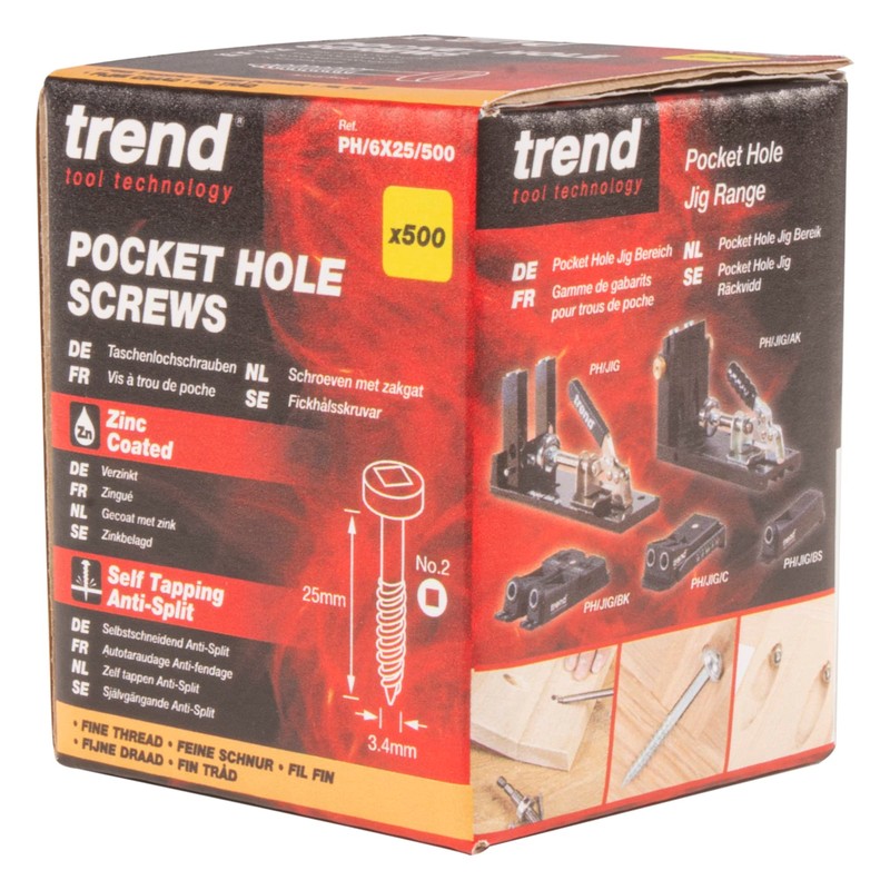 Trend Pocket Hole Screws for Hardwoods, 25mm Long, Pack of