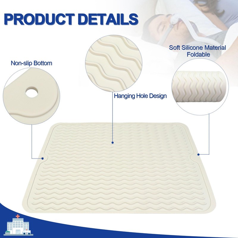 FWUNYVN CPAP Dust Protector Mat, Silicone Mat Prevent CPAP Nightstand