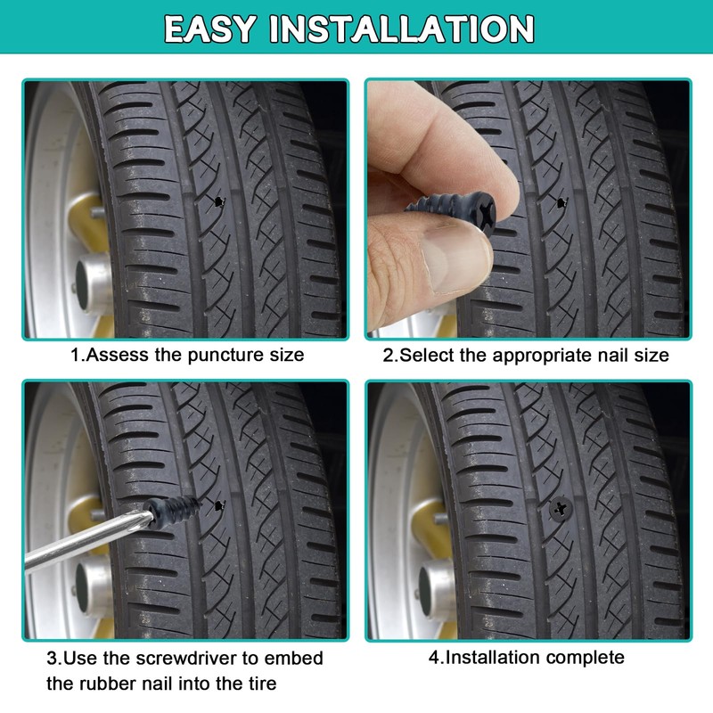 30Pcs Tyre Repair Kit Rubber Nails,Car Puncture Repair Kit with