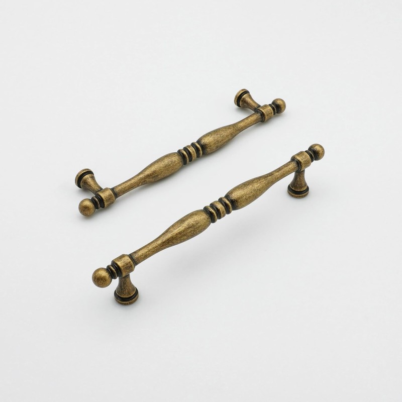 FURFITT 10 Pack Antique Brass Cabinet Handles 5 Inch/128mm Hole
