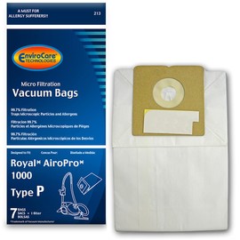 EnviroCare Replacement Micro Filtration Vacuum Bags Designed to fit Royal AiroPro Type P Canisters 7 bags and 1 Filter