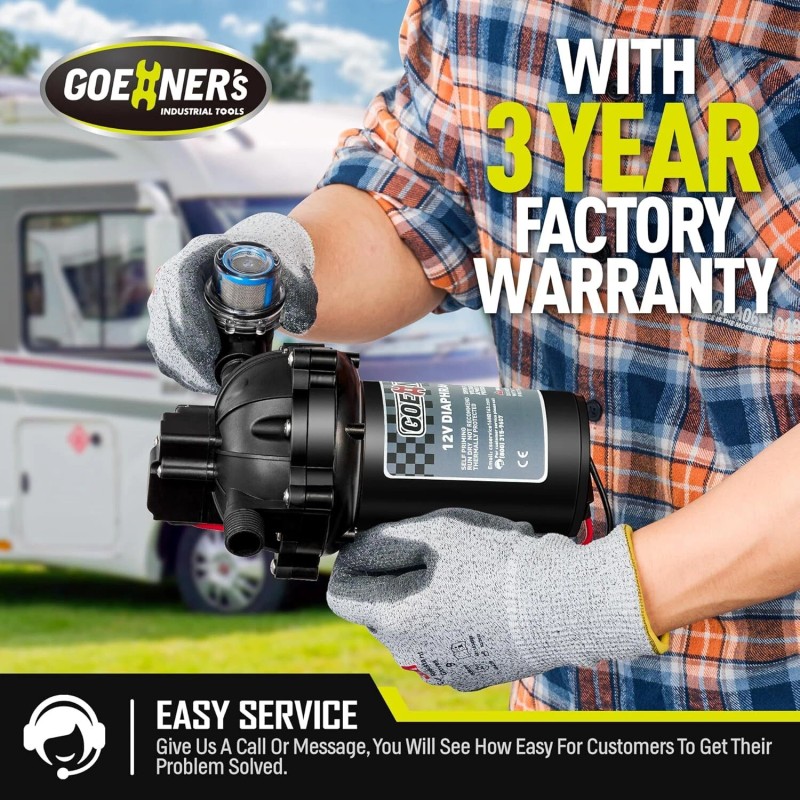 GOEHNER'S [Upgraded Version]RV Fresh Water Pump 12V DC WaterPump 6.5GPM