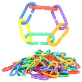 Hztyyier Pack of 100 Plastic Chain Bird Toy Plastic Links C-Clips Hook Chain Parrot Bird Toy Cage