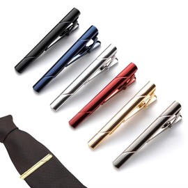 APKOL Men's Tie Clip with Gift Box, 6 Pieces Tie Clip Stainless Steel, Classic Tie Clips for Men, Tie Clip Set for Christmas, Valentine's Day, Wedding, Business, Father's Day Gift, copper, Coral