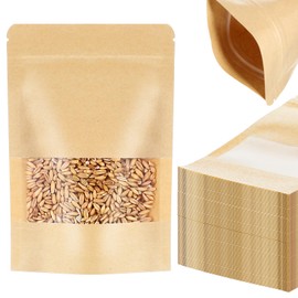 300 Pcs Stand Up Pouches with Window, Reusable Food Storage Bags, Heat Sealable Bags for Snacks, Coffee, Nuts & Small Business Packaging, 6 x 9 Inch